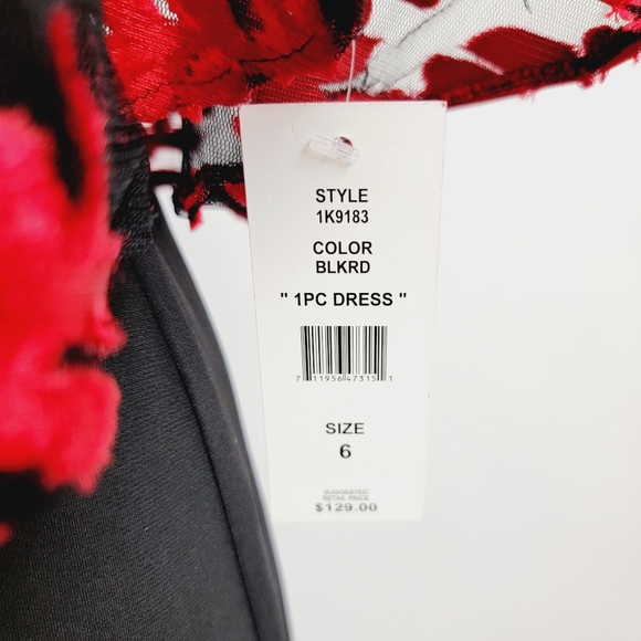 NWT! JM JOHN MEYER RED/BLACK LACE OVERLAY DRESS - Picture 15 of 16